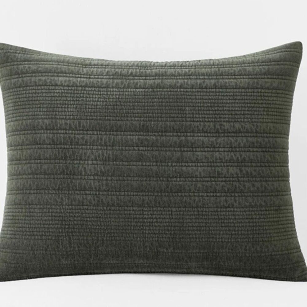 The Company Store Legends Luxury Line Stitch Quilted Sham NWT Olive Standard
